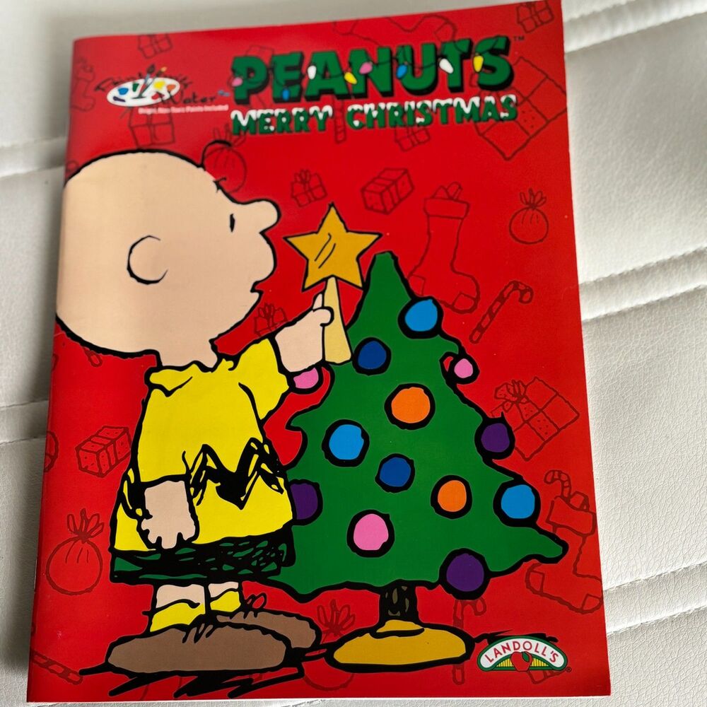 Vintage 90s Peanuts Merry Christmas Paint With Water Coloring Book NOS Snoopy